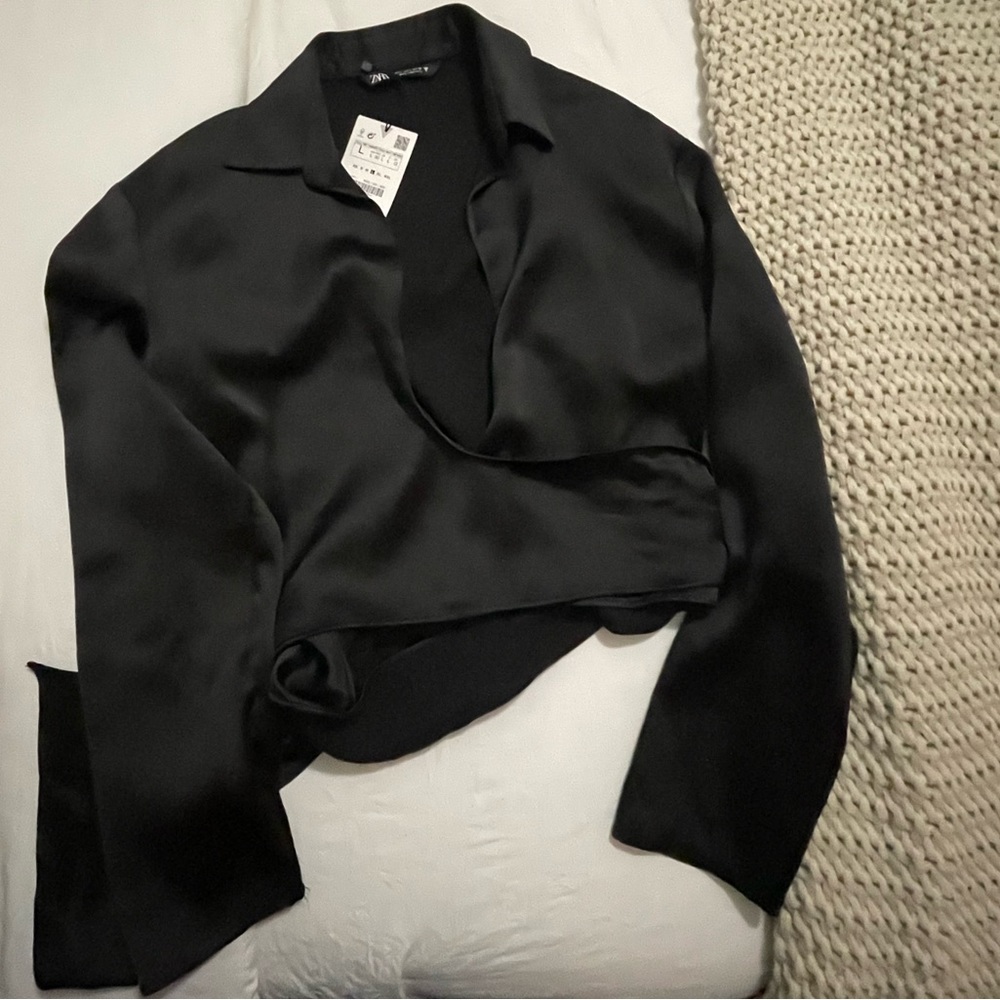 Zara Satin Effect Tied Top